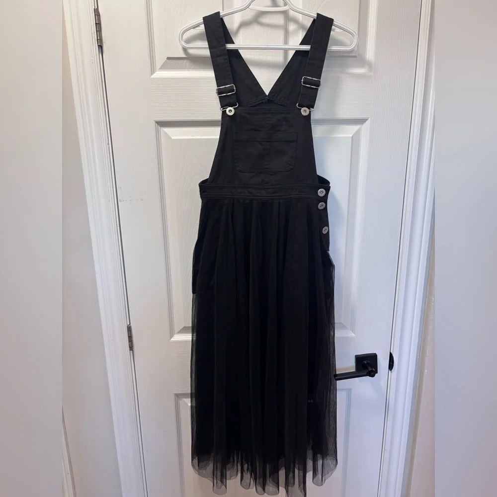 Black Midi Overall Dress - Picture 1 of 7